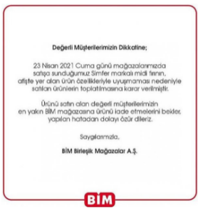 Dev market zinciri hatadan dolayı özür diledi: BİM'den toplatma kararı - Resim : 2