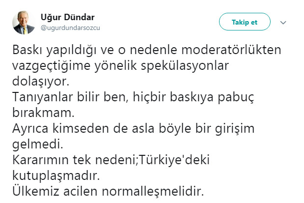 Uğur Dündar'a baskı mı yapıldı? - Resim : 1