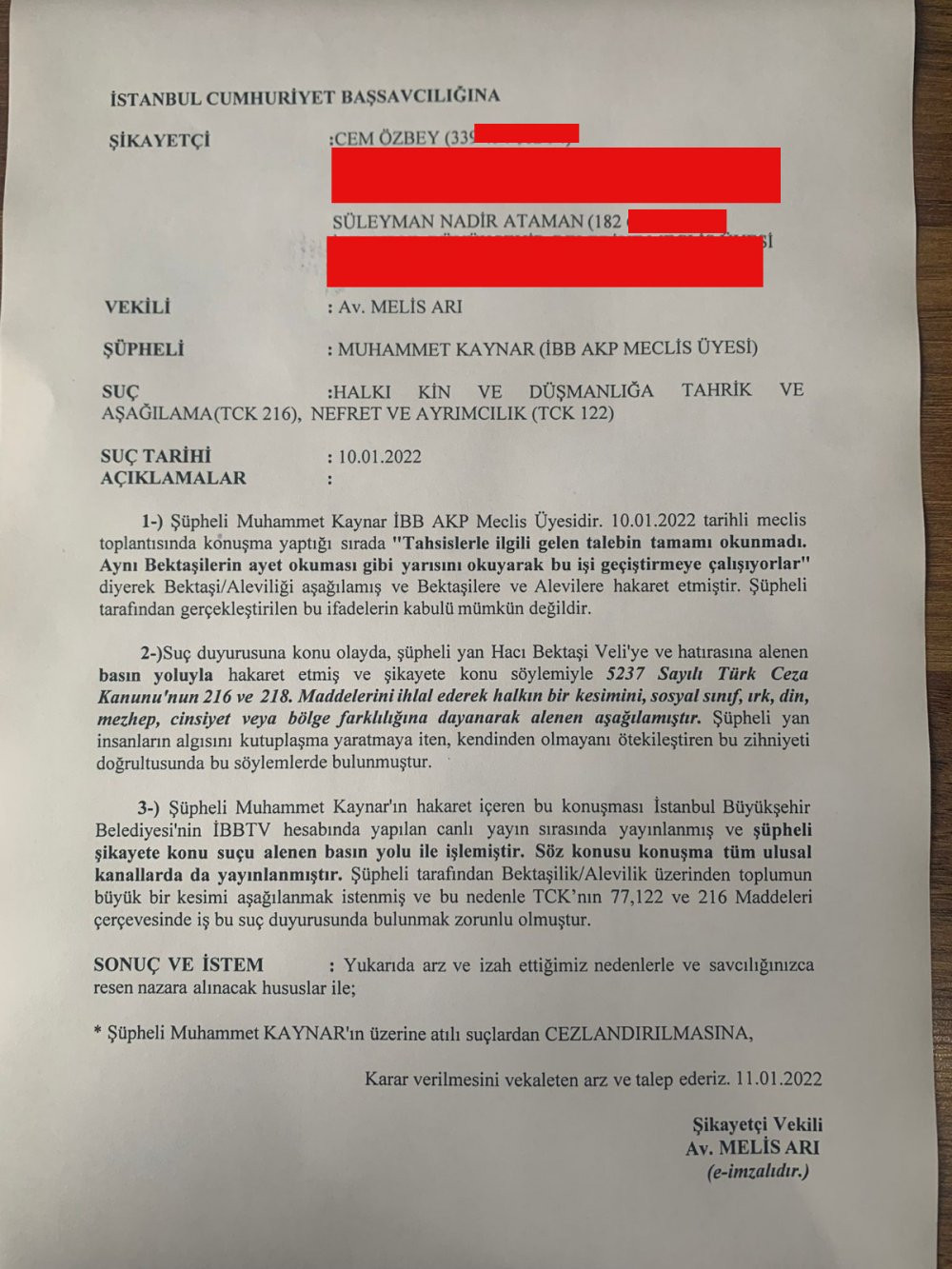 İBB Meclisi'nde 'Alevi - Bektaşilere hakaret eden' AKP'li isim hakkında suç duyurusu - Resim : 1