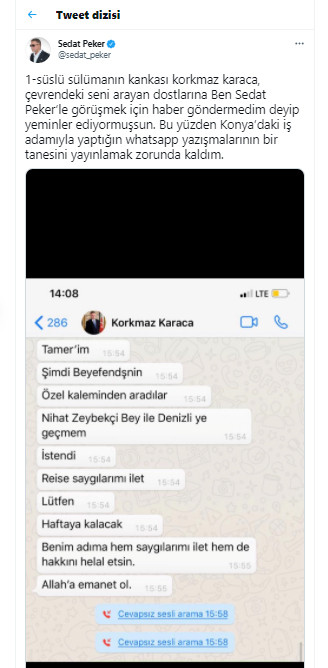 Sedat Peker, Korkmaz Karaca'nın Whatsapp yazışmalarını ifşa etti - Resim : 2