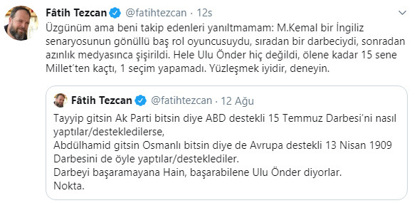 Dünün FETÖ artığı bugünün AKP yandaşı isimden Atatürk'e skandal iftira ve hakaretler - Resim : 1