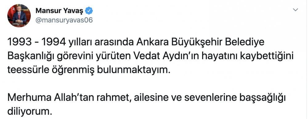 Ankara Büyükşehir Belediyesi eski Başkanı Vedat Aydın hayatını kaybetti - Resim : 1