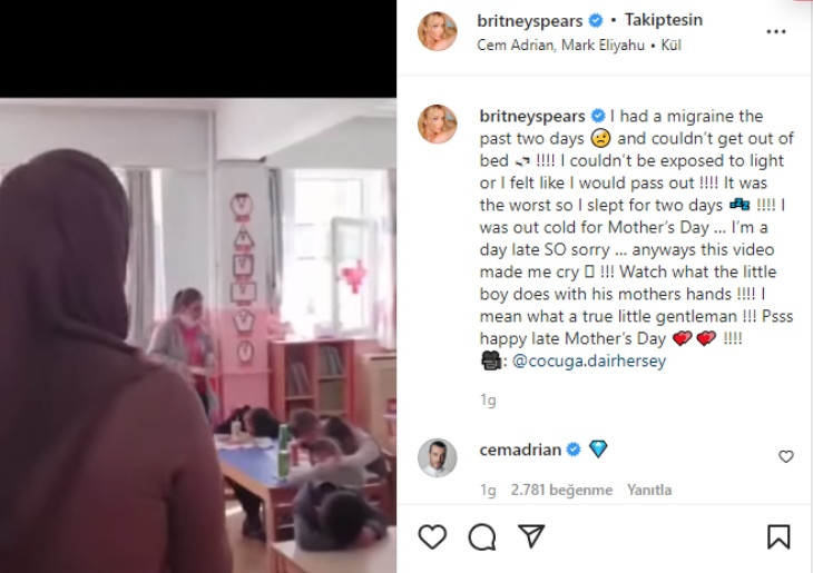 Amerikalı ünlü yıldız Britney Spears'tan 'Cem Adrian' paylaşımı: Yanıt gecikmedi - Resim : 1