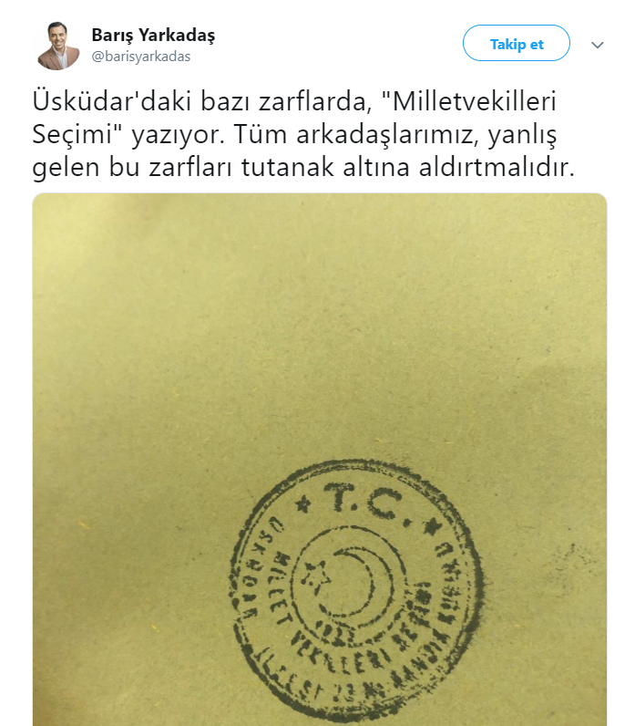 Üsküdar'da bazı zarflarda 'Milletvekilleri Seçimi' yazdığı ortaya çıktı - Resim : 1