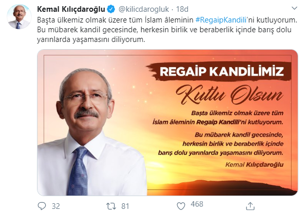 Kılıçdaroğlu'ndan 'Regaip Kandili' mesajı - Resim : 1