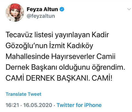 Kadın; siyasetçi, sanatçı ve gazeteciler için 'tecavüz listeleri' hazırlayan isim Cami Derneği Başkanı çıktı - Resim : 1