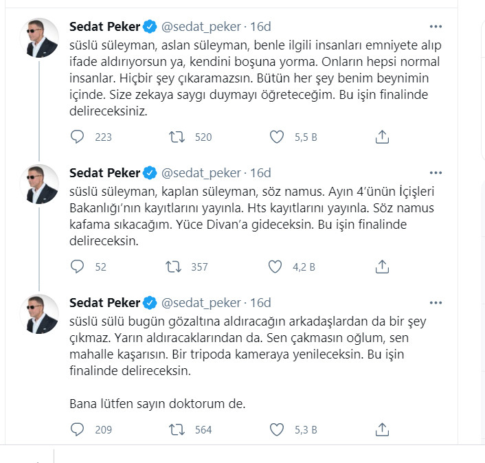 Sedat Peker'den, Süleyman Soylu'ya skandal sözler - Resim : 1