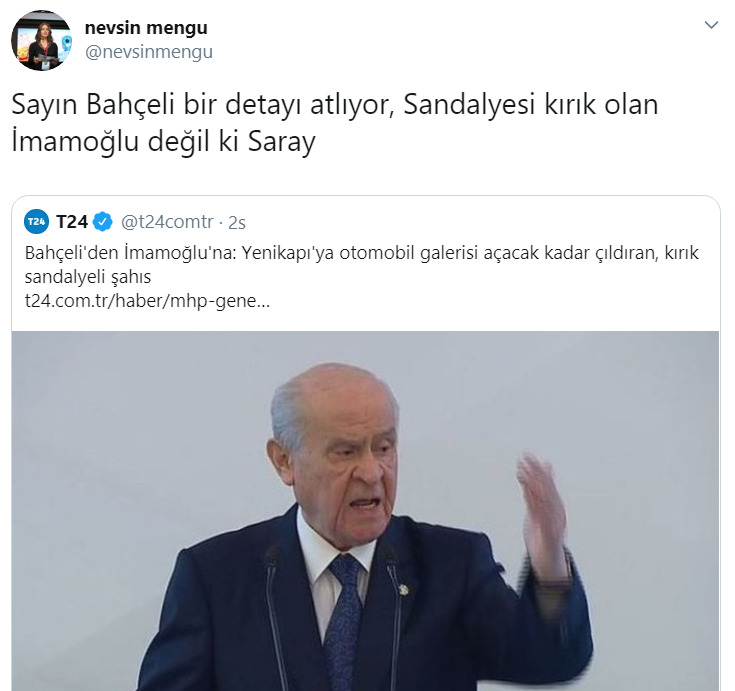 Nevşin Mengü'den Bahçeli'yi 'kırık sandalye' ile 'ti'ye aldı - Resim : 1