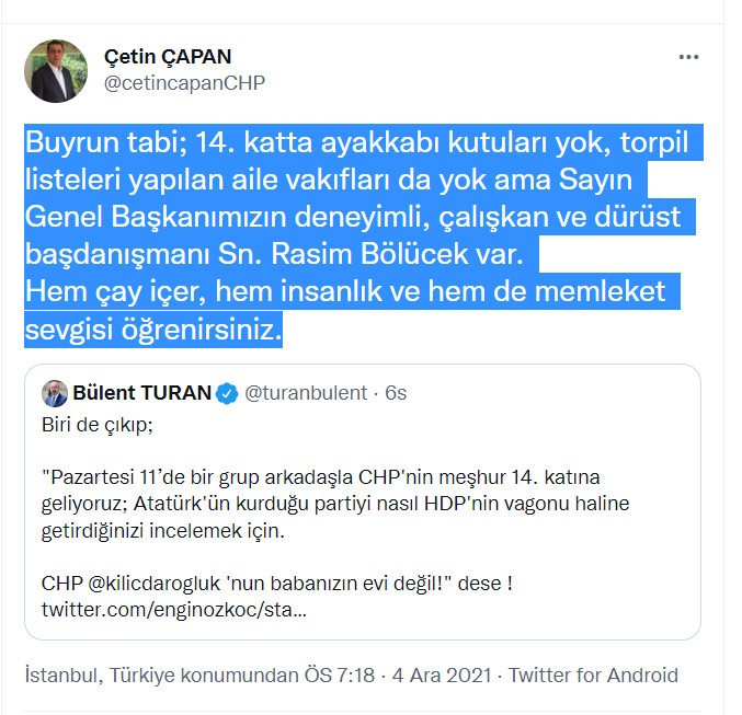 AKP'li Turan'a CHP'li isimlerden bomba 14. kat yanıtları peş peşe geldi - Resim : 1