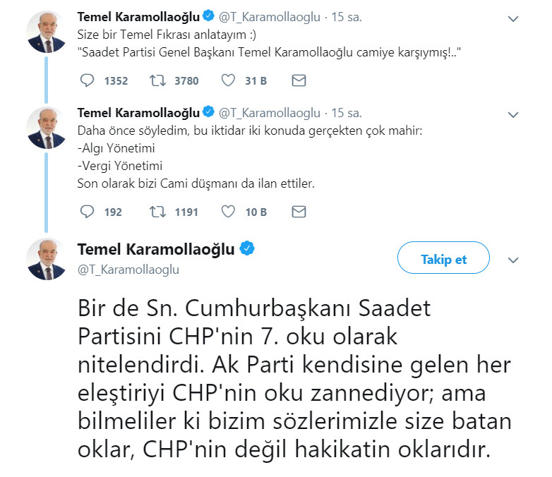 Karamollaoğlu'ndan Erdoğan'a 'CHP'nin oku' yanıtı! - Resim : 1