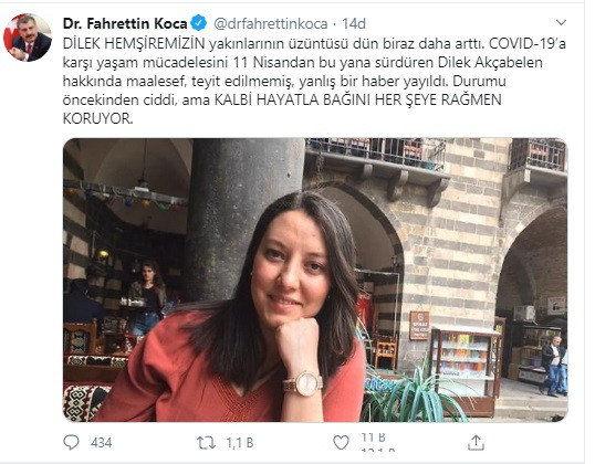 Bakan Koca, Dilek hemşirenin ölüm haberini yalanladı - Resim : 1