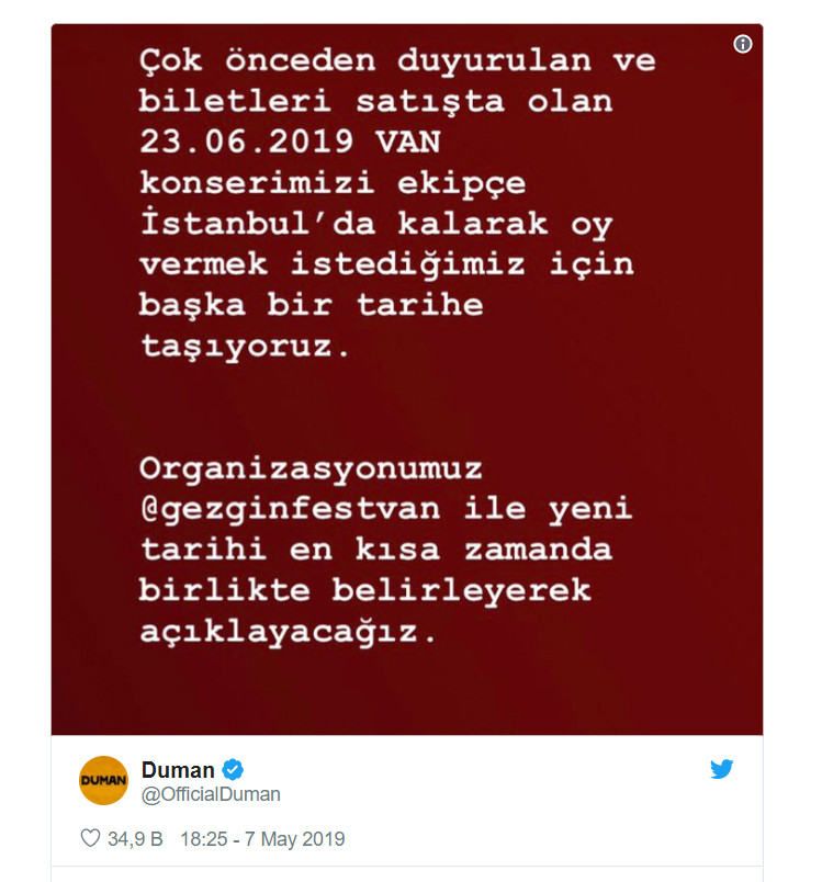 Duman'dan 23 Haziran kararı - Resim : 1