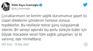 Koronavirüse yakalanan Dilek İmamoğlu'ndan açıklama geldi - Resim : 1