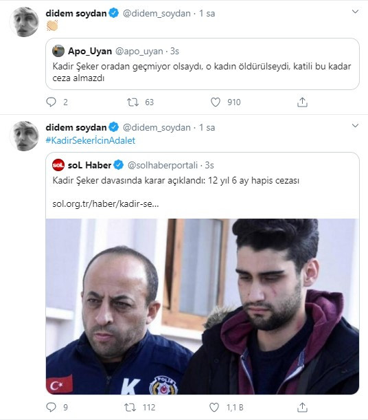 Ünlülerden Kadir Şeker'e destek yağıyor: 'Kadınları öldürenleri cezalandırın, katilleri durdurmaya çalışanları değil' - Resim : 4