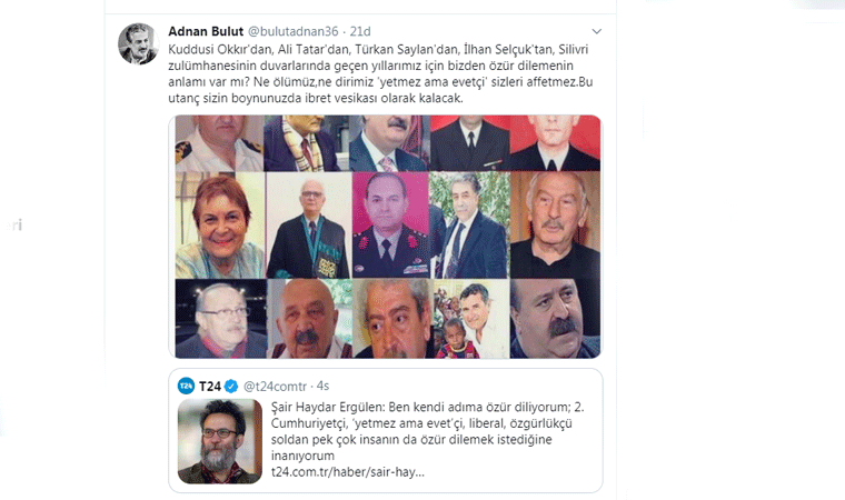 Gazeteci Adnan Bulut'tan özür dileyen 'yetmez ama evetçi' şaire bomba yanıt - Resim : 1