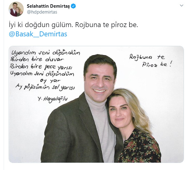 Demirtaş'tan eşi Başak Demirtaş'a: İyi ki doğdun gülüm - Resim : 1