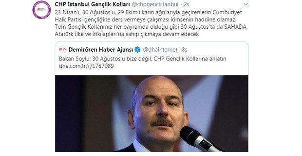 CHP Gen&ccedil;lik Kolları'ndan Soylu'ya... 'Sizlere Atat&uuml;rk'&uuml; de insanlığı da hatırlatmaya devam edeceğiz...' - Resim : 1