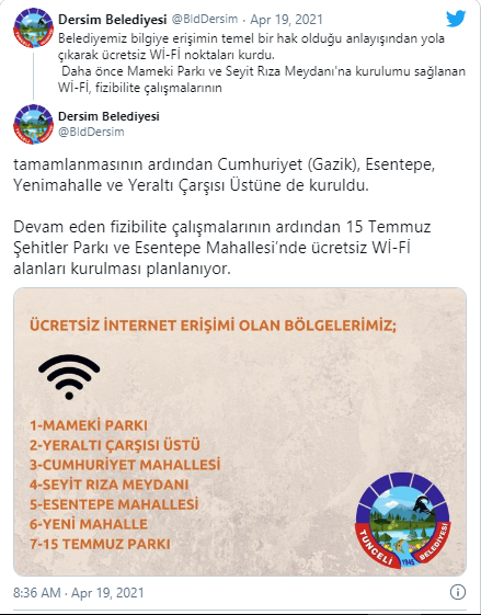 Tunceli Belediyesi, ücretsiz internet hizmeti vermeye başladı - Resim : 1