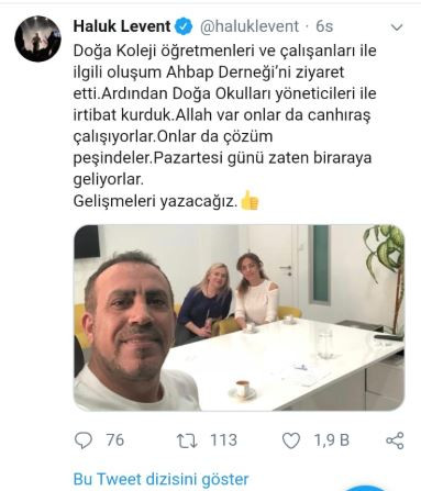 Doğa Koleji öğretmenleri Haluk Levent' i ziyaret etti - Resim : 1