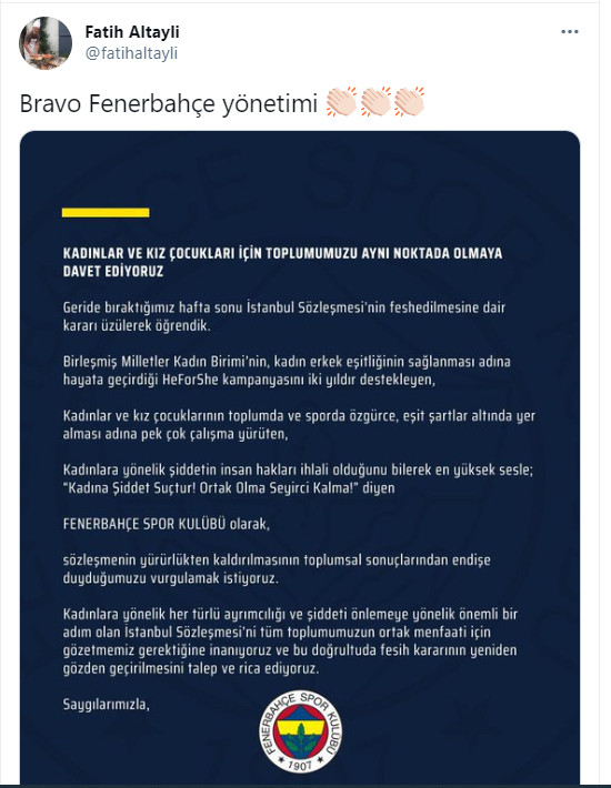 Galatasaraylı Fatih Altaylı'dan, Fenerbahçe'ye alkışlar... - Resim : 1