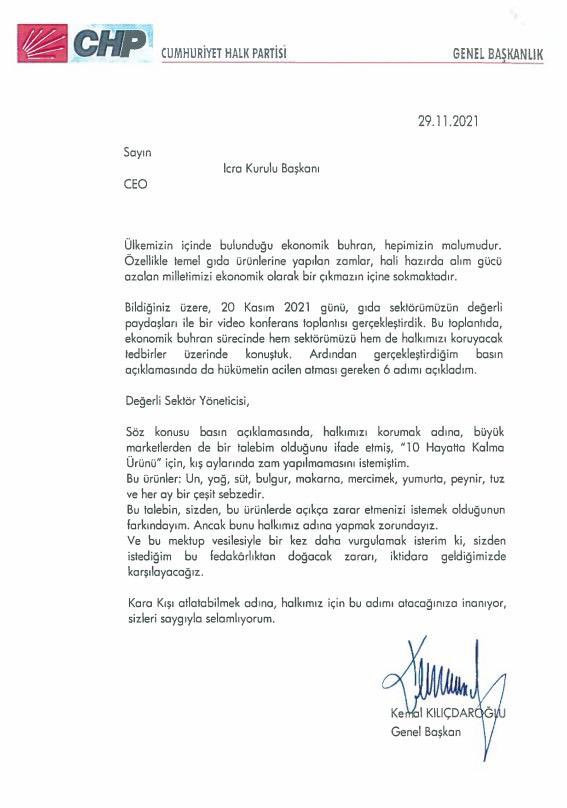 Kılıçdaroğlu'ndan marketlere mektup - Resim : 1