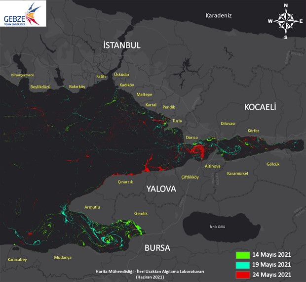 Marmara Denizi'ndeki müsilajın yoğunluk haritası çıkarıldı - Resim : 1