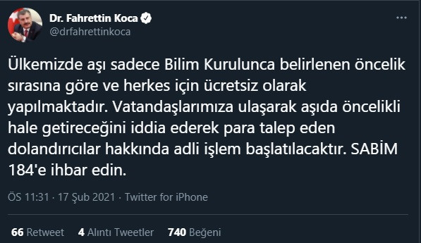 Fahrettin Koca: 184'e ihbar edin - Resim : 1