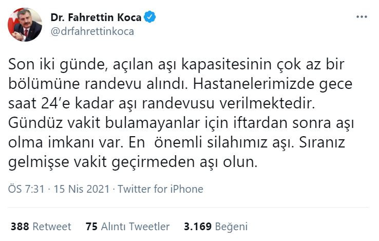 Sağlık Bakanı Fahrettin Koca: Vakit geçirmeden aşı olun - Resim : 1