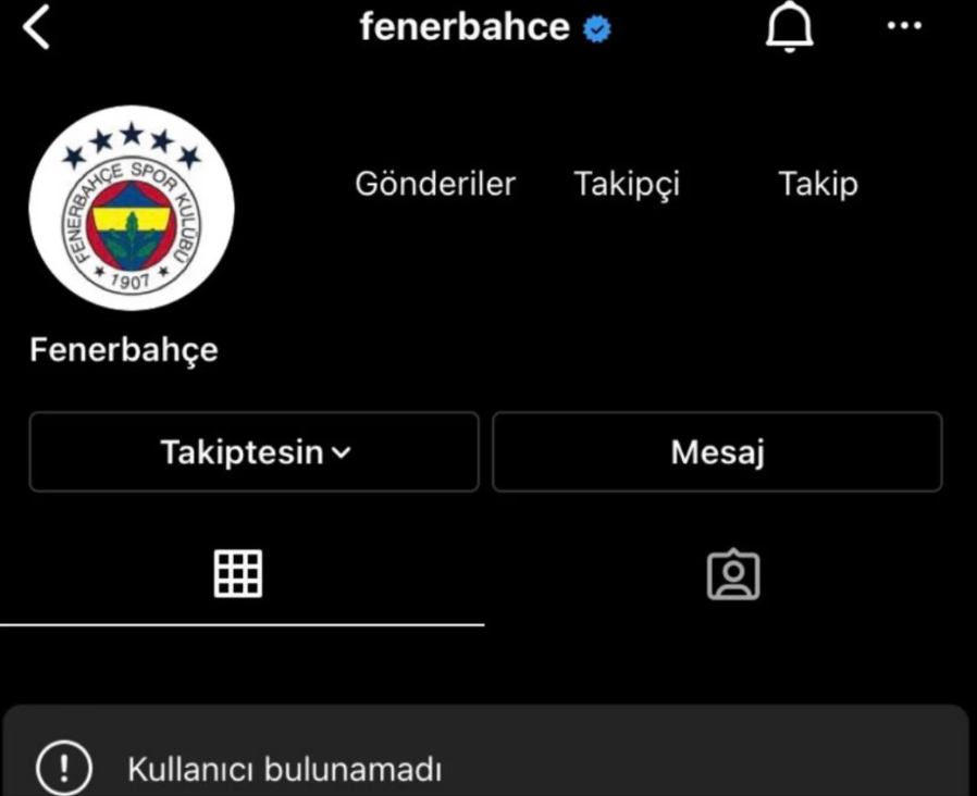 Fenerbahçe'nin Instagram hesabı askıya alındı! - Resim : 1