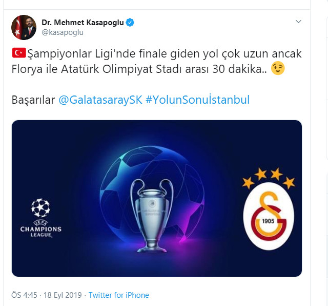 Bakan'dan Galatasaray'a Şampiyonlar Ligi desteği - Resim : 1