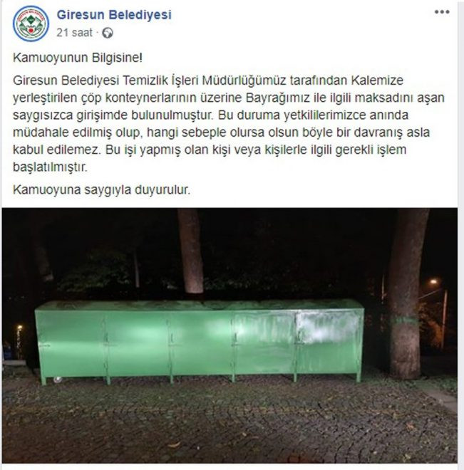 SKANDAL... Bayrağı konteynera yapıştırdılar! - Resim : 1