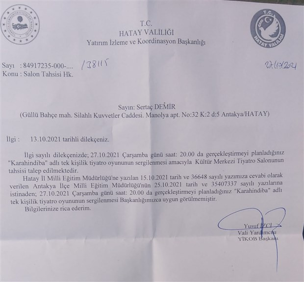 Valilik, metinde geçen tek kelime nedeniyle tiyatro oyununu yasakladı - Resim : 1