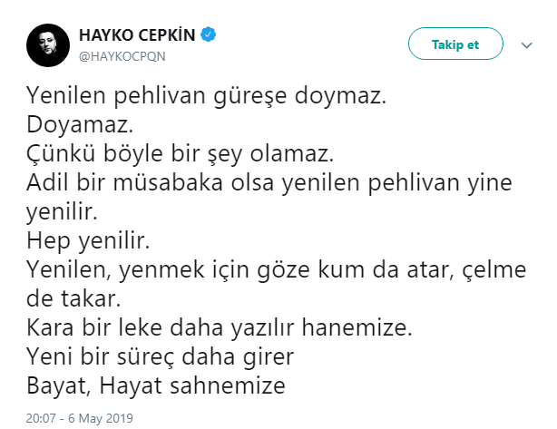 Hayko Cepkin: Yenilen pehlivan güreşe doymaz - Resim : 1