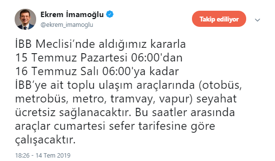 İmamoğlu duyurdu! Ücretsiz olacak - Resim : 1