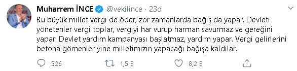 Muharrem İnce: Vergi gelirlerini betona gömenler yine milletimizin yapacağı bağışa kaldı - Resim : 1