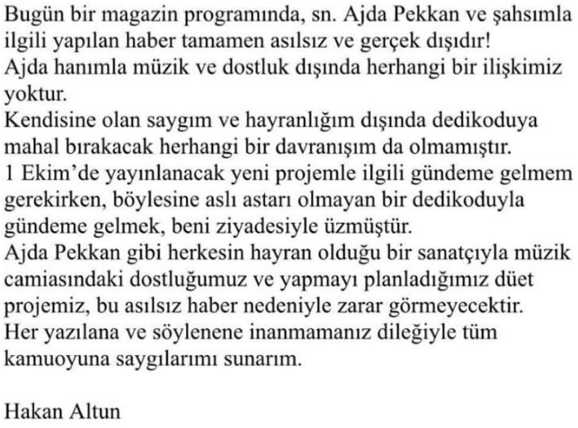 Hakan Altun'dan Ajda Pekkan açıklaması - Resim : 1