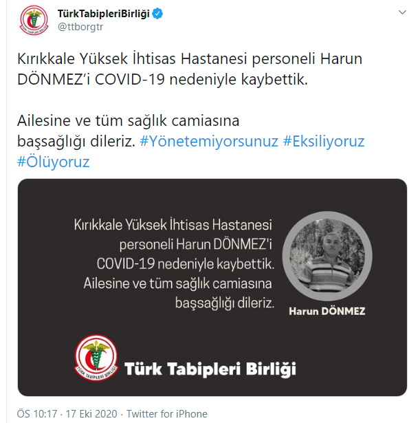 Koronavirüs nedeniyle bir doktor daha hayatını kaybetti - Resim : 1