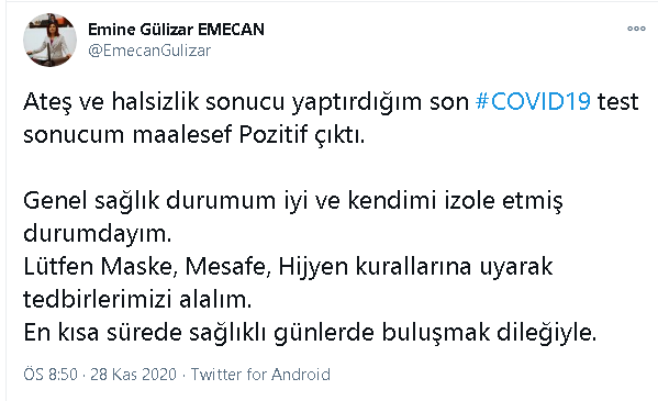 CHP Milletvekili Emine Gülizar Emecan koronavirüse yakalandı - Resim : 1