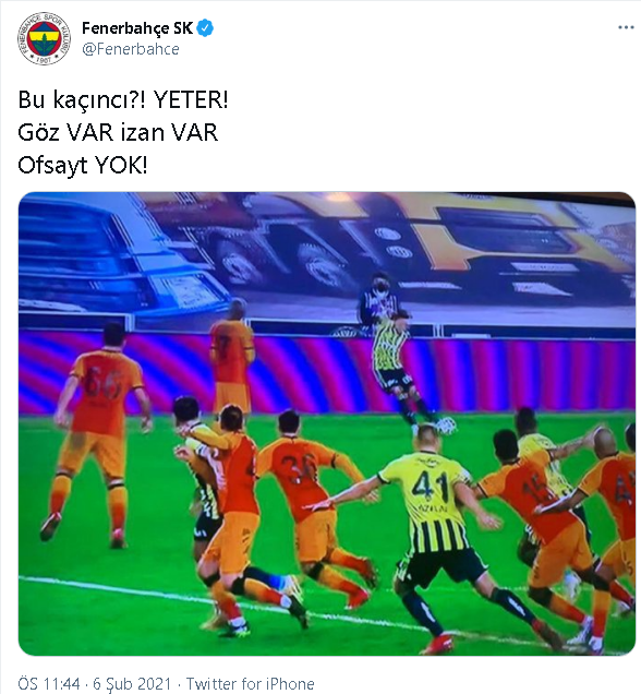 Fenerbahçe'den VAR kararına tepki - Resim : 1