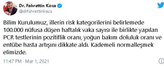 Bakan Koca, illere göre haftalık vaka sayılarını paylaştı - Resim : 2