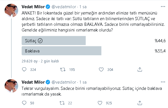 Vedat Milor'dan yeni anket: Sadece birini ısmarlayabilirsiniz - Resim : 1