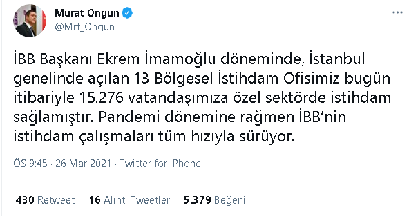 İBB Sözcüsü Murat Ongun kaç kişiye istihdam sağladıklarını açıkladı - Resim : 1