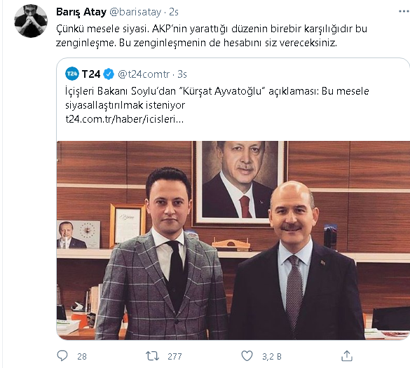 Barış Atay'dan, S&uuml;leyman Soylu'ya 'K&uuml;rşat Ayvatoğlu' tepkisi - Resim : 1