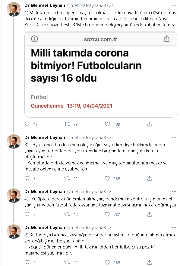 Milli Takım'da artan vakalar sonrası Prof. Dr. Mehmet Ceyhan'dan açıklama - Resim : 1