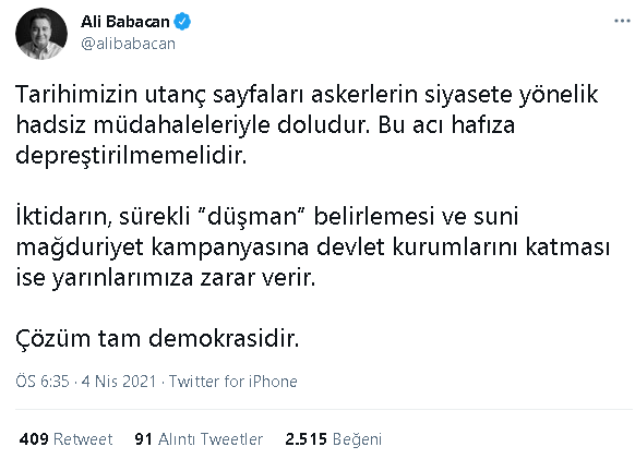 Ali Babacan’dan bildiri tepkisi - Resim : 1