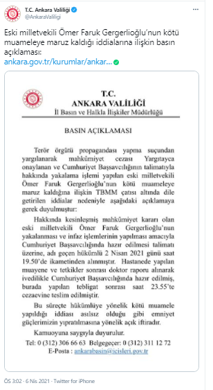 Valilikten 'Gergerlioğlu' açıklaması - Resim : 1