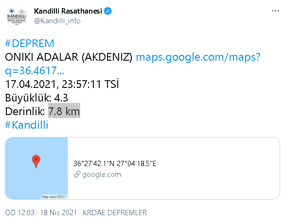 Oniki Adalar'da korkutan deprem - Resim : 1