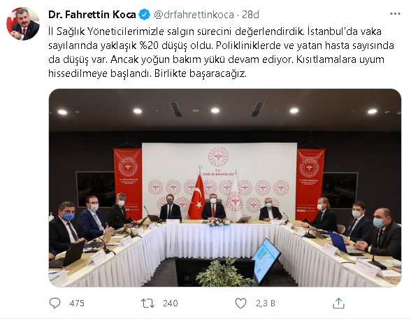 Bakan Koca: İstanbul'da vakalar yüzde 20 düştü - Resim : 1