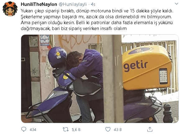 Kurye çalışanının yorgun haldeki fotoğrafına firma sahibinden açıklama geldi - Resim : 1