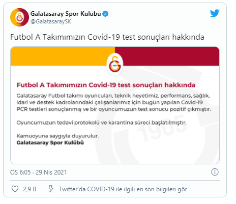 Galatasaray'da bir pozitif vaka daha - Resim : 1